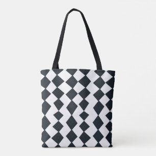 Black and White Harlequin Pattern Tote Bag