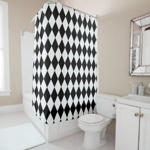 Black and White Harlequin Shower Curtain