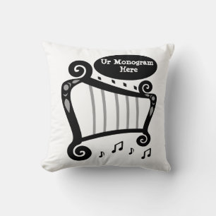 Black and White Harp Monogram Cushion
