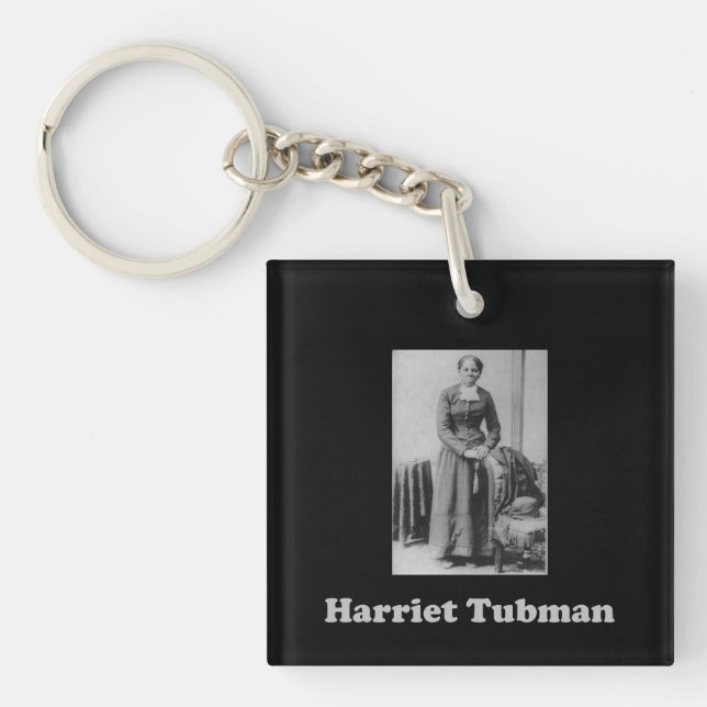 Black and White Harriet Tubman Picture Key Ring (Front)
