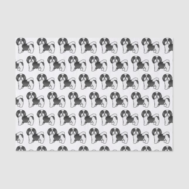 Black And White Havanese Cute Cartoon Dog Pattern Tissue Paper (Front)