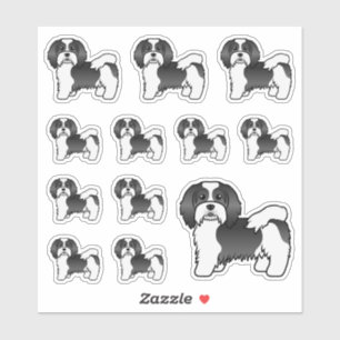 Black And White Havanese Cute Cartoon Dogs