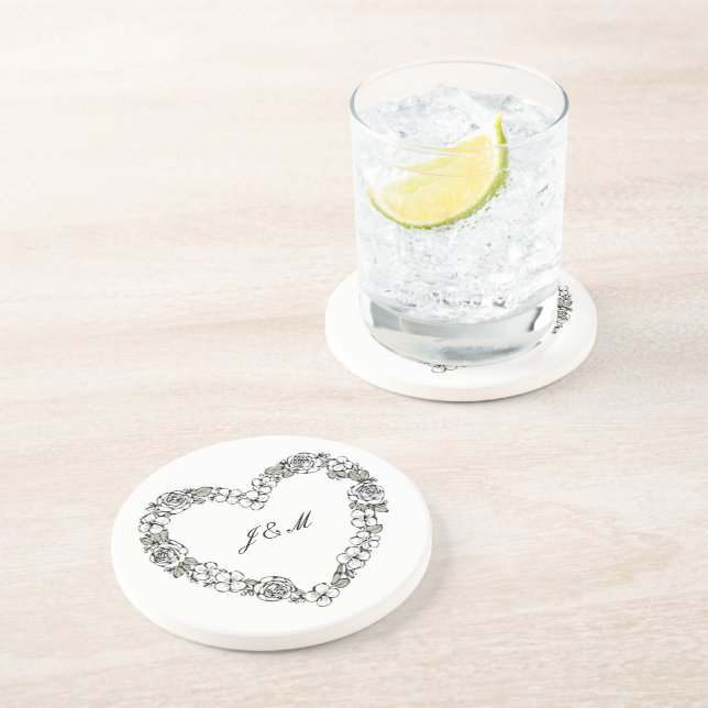 Black and White Heart Coasters (Side)
