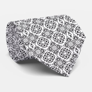 Black and White Heart Damask Tie