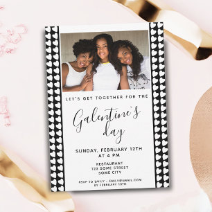 Black and White Heart Friend Photo Galentine`s Day Invitation