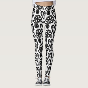 Black and White Heart Leggings