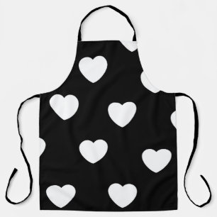 Black and White Heart Pattern  Apron
