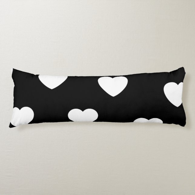 Black and White Heart Pattern  Body Cushion (Front)