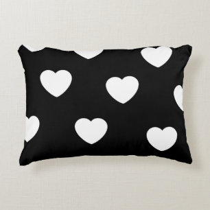Black and White Heart Pattern Decorative Cushion