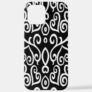 Black and White Heart Pattern iPhone 12 Pro Max Case