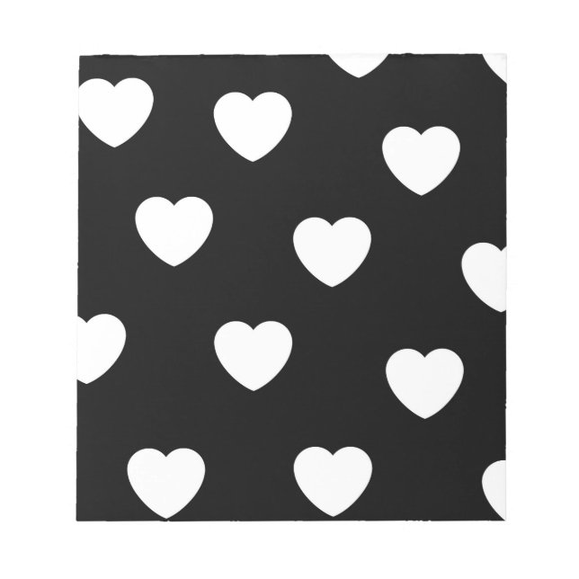 Black and White Heart Pattern  Notepad (Front)