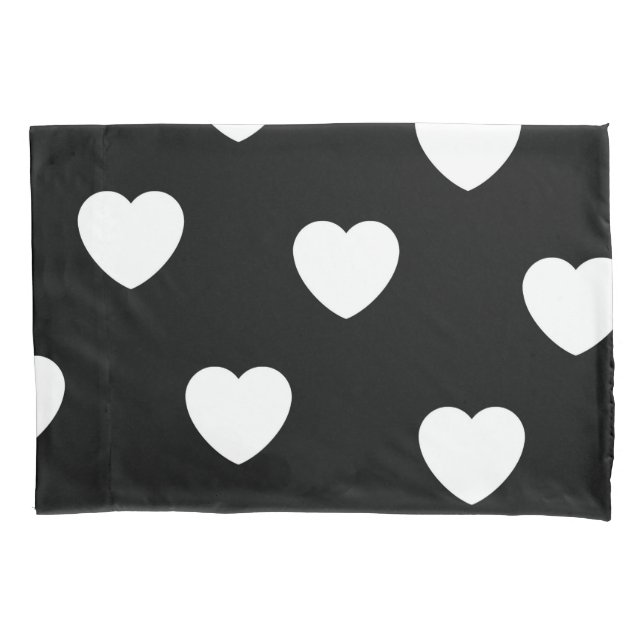 Black and White Heart Pattern  Pillowcase (Front)