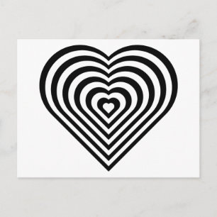 Black and White Heart Pattern Postcard