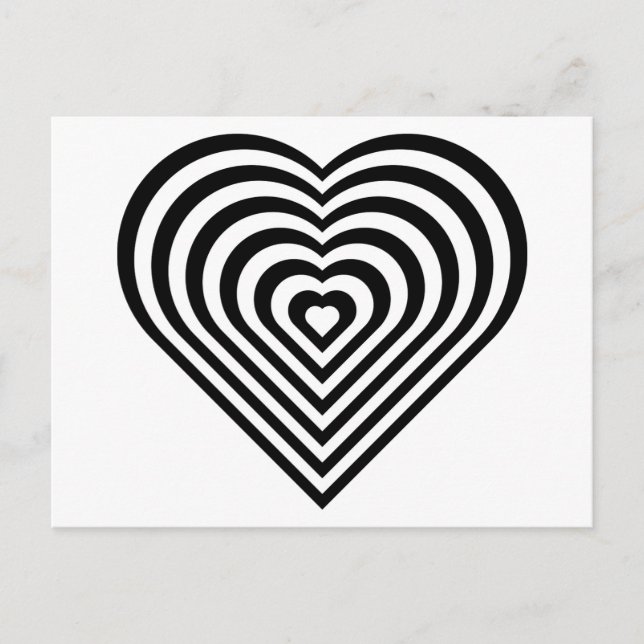 Black and White Heart Pattern Postcard (Front)