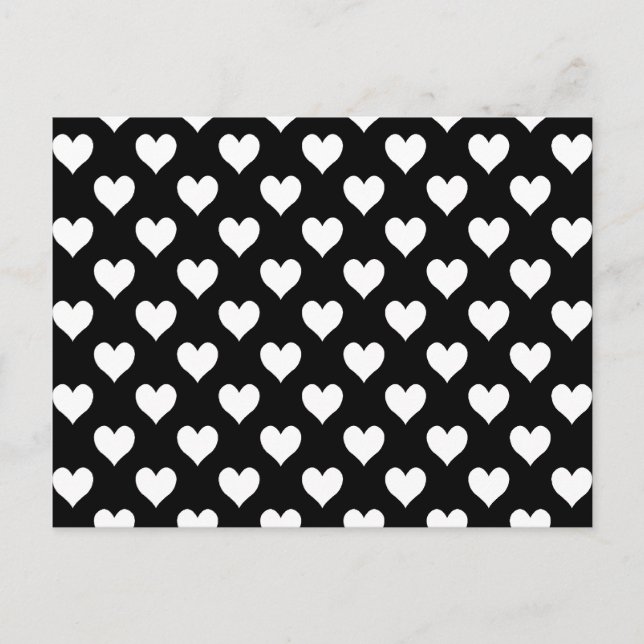 Black and White Heart Pattern Postcard (Front)