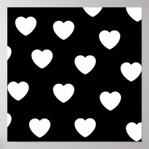 Black and White Heart Pattern Poster