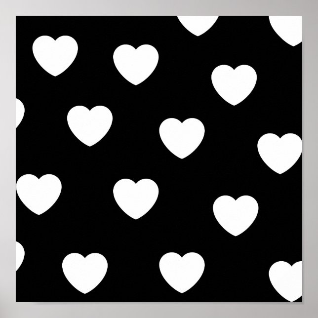 Black and White Heart Pattern  Poster (Front)