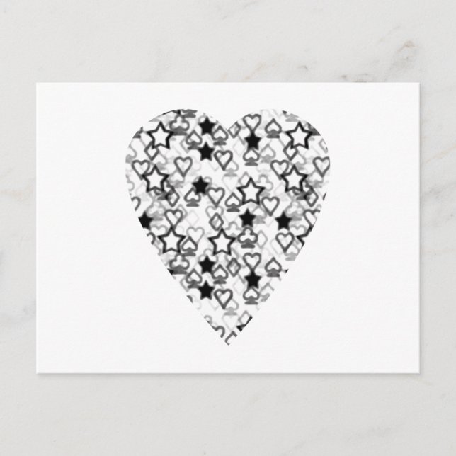Black and White Heart. Patterned Heart Design. Postcard (Front)