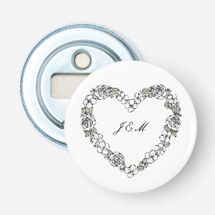 Black and White Heart Wedding Bottle Opener