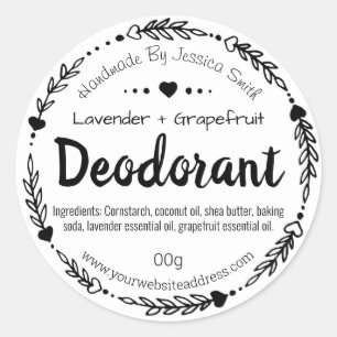 Black And White Heart Wreath Handmade Deodorant Classic Round Sticker