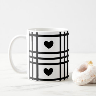 Black and White Hearts Cute Pattern Coffee Mug
