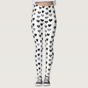 Black and white hearts drawing - Simple Diversity Leggings