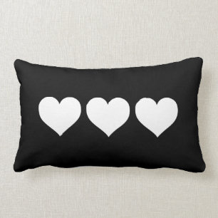 Black and White Hearts Lumbar Cushion