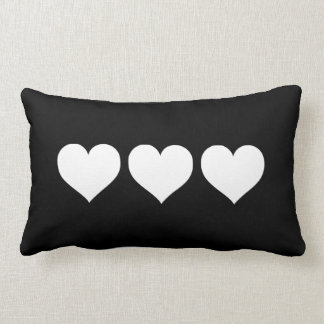 Black and White Hearts Lumbar Cushion