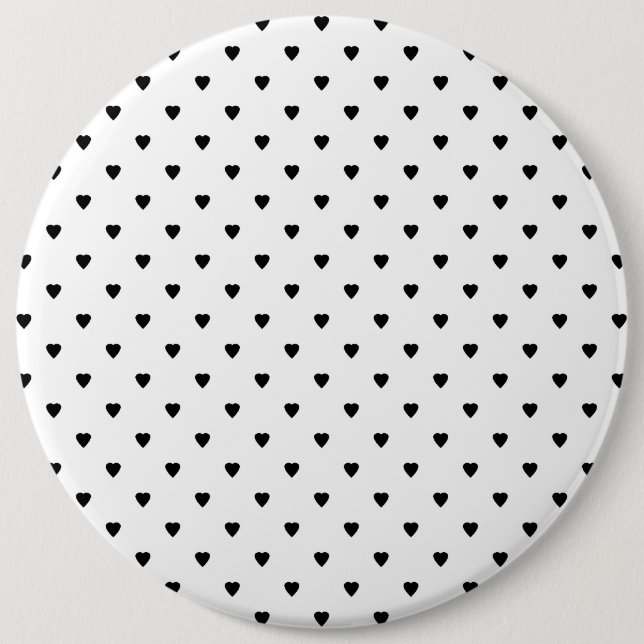Black and White Hearts Pattern. 6 Cm Round Badge (Front)