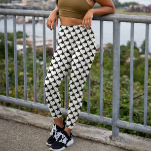 Black and white Hearts pattern Leggings