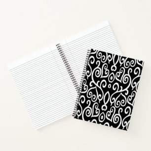 Black and White Hearts Spiral Notebook