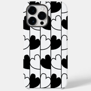Black and White Hearts Stripes Pattern    iPhone 14 Pro Max Case