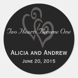 Black and White Hearts Wedding Favour Stickers