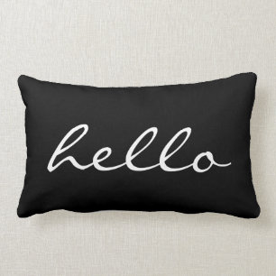 Black and White Hello Lumbar Cushion