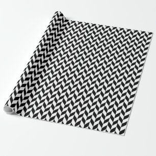 Black and White Herringbone All Over Pattern Wrapping Paper