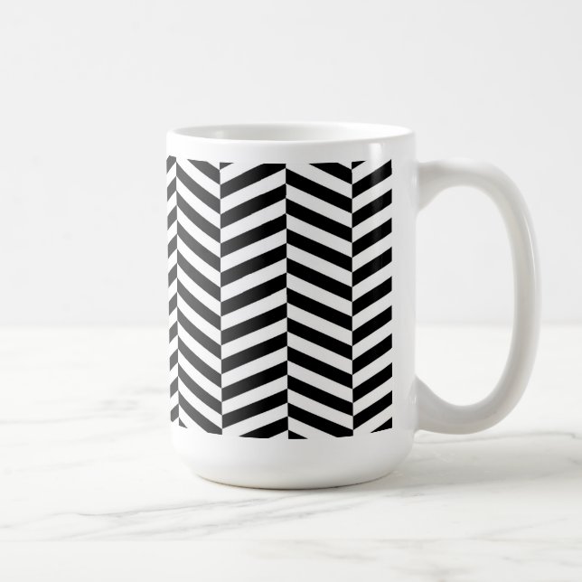 Black And White Herringbone Coffee Mug (Right)