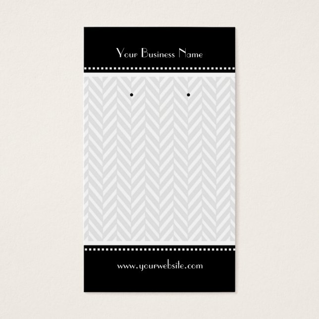 Black and White Herringbone Earring Cards (Front)