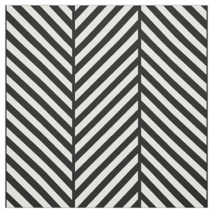 Black and White Herringbone Large Scale Fabric