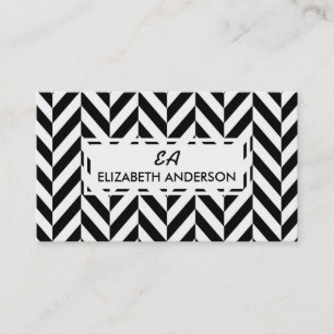 Black and White Herringbone Pattern Business Cards