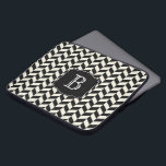 Black and White Herringbone Pattern with Monogram Laptop Sleeve<br><div class="desc">An attractive herringbone chevron design in black and white with personalised monogram that you can edit with your initial or other desired text. Protect your laptop or tablet device in style!</div>