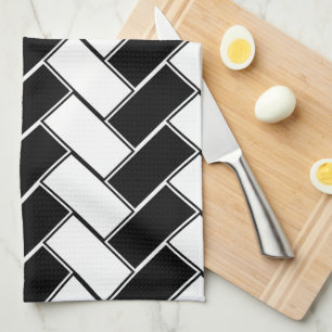 Black and White Herringbone Tea Towel