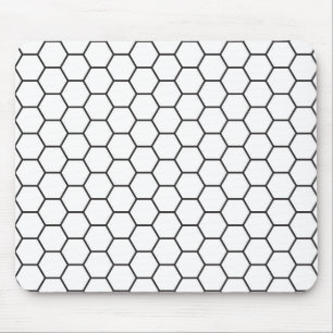 Black and White Hexagon Geometric Pattern Mouse Pad