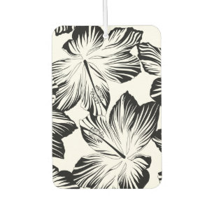 Black and white hibiscus car air freshener