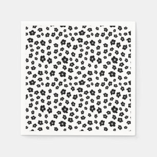 Black and White Hibiscus Floral Napkin