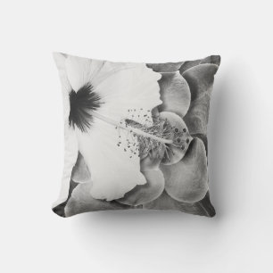 Black and White Hibiscus Scatter Cusion Cushion