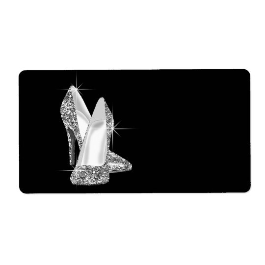Black and White High Heel Shoe Shipping Label