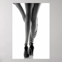 Black and White High Heels Fashion Poster, Vintage