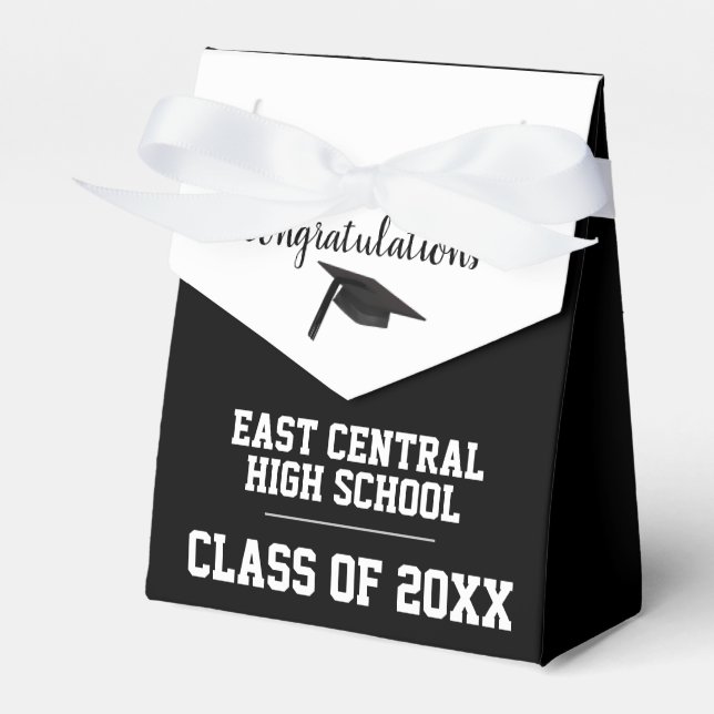 Black and White High School Graduation Party  Favour Box (Front Side)
