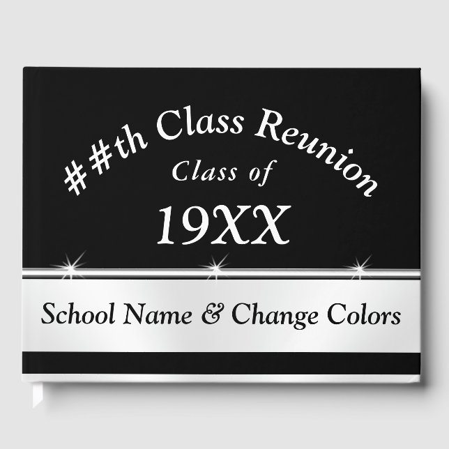 Black and White High School Reunion Guest Book (Front)