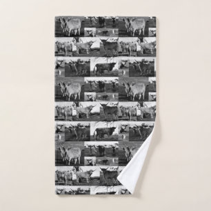 Black And White Highland Cows Print, Hand Towel